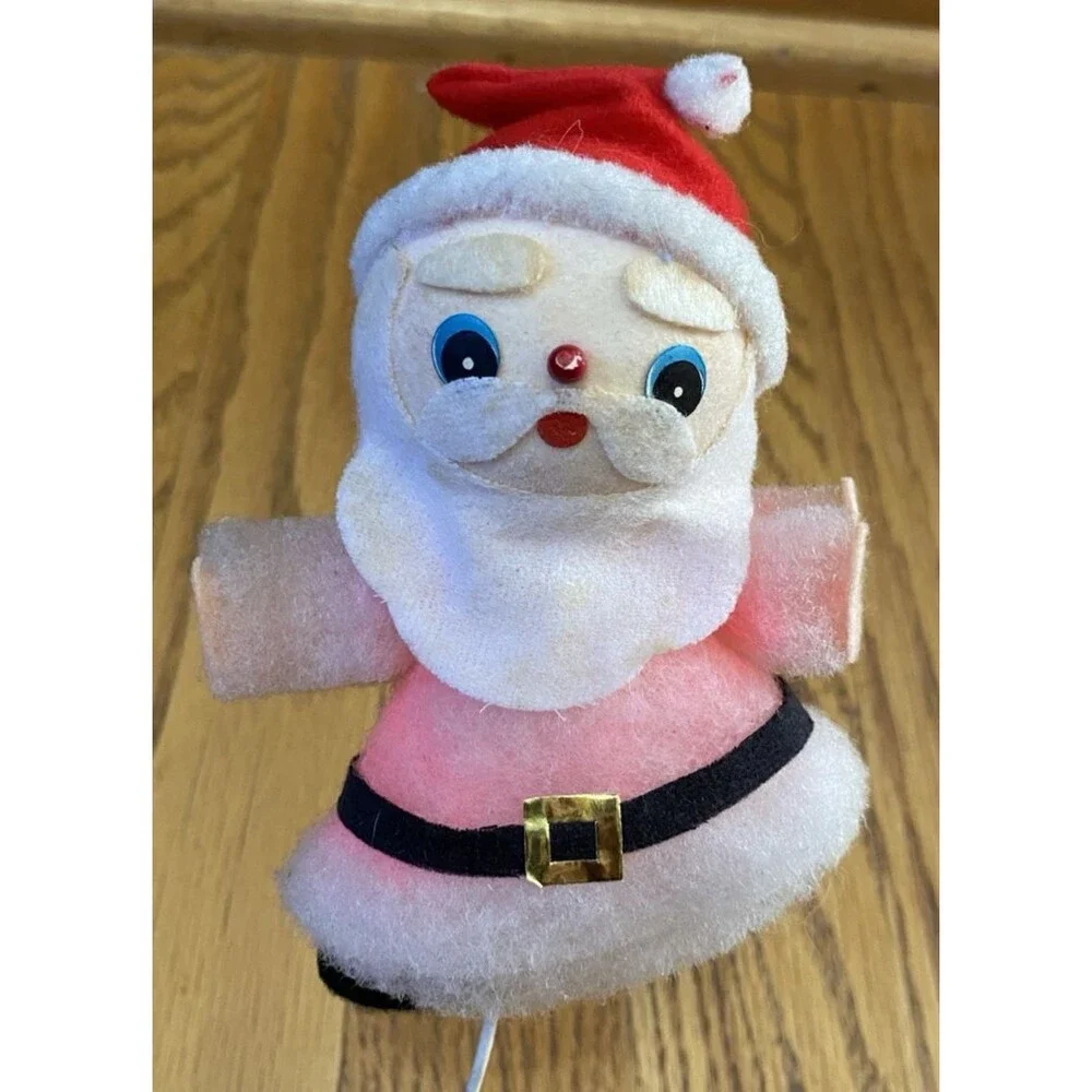 Vintage Christmas Flocked Felt Santa Claus Figure Tree Ornament 5